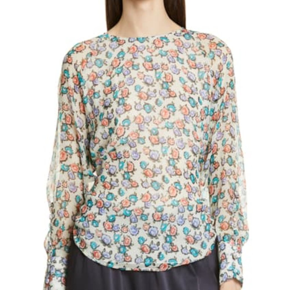 JASON WU SilkTop Long Sleeves in Soft Floral Print Size 10 New NWT - Picture 6 of 11